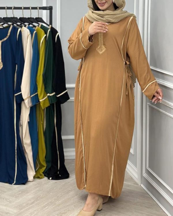 پیراهن یال یقه گلدوزی تک رنگ 7201