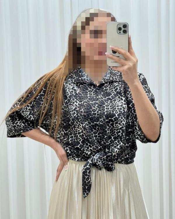 شومیز کراش پلنگی گره ای 7446