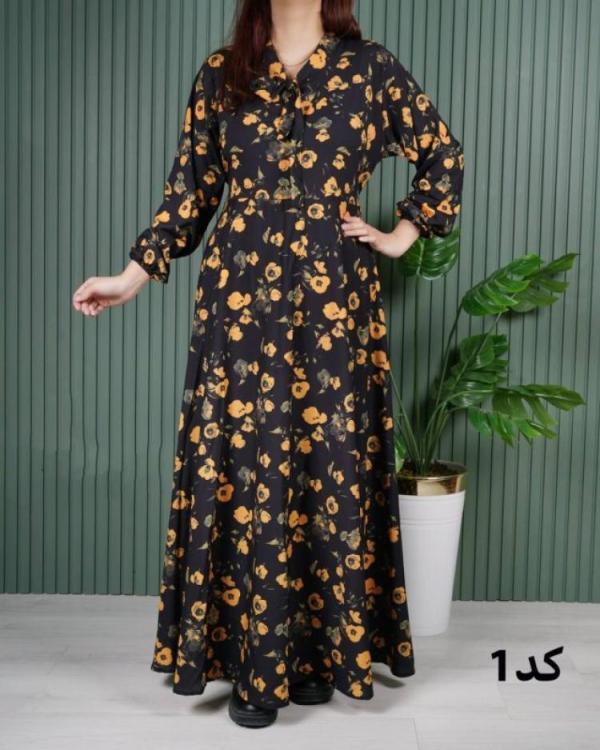 پیراهن کلوش طرح شکوفه PR7371