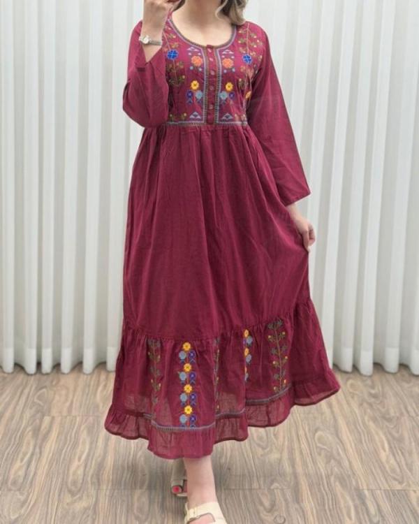 پیراهن گلدوزی هندی بلند SH7581
